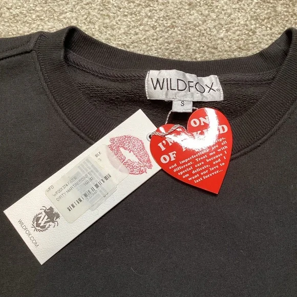 NEW Wildfox Dirty Martini Roadtrip Sweatshirt | Pirate Black Small - Picture 8 of 10